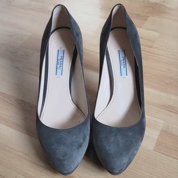 Authentic Prada Suede Heels (39.5) - Picture 1 of 5